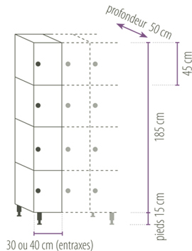 schema multi-casiers 4 cases par colonne France Equipement schema multi-casiers 4 cases par colonne